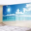 Wandtapijten Blauwe lucht en witte wolken Wandtapijt Natuurlijk landschap Muurbehang Achtergronddoek Boho Thuis Woonkamer Decor Yoga Strandmatten 231122