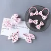 Accessoires pour cheveux, 8 pièces, mignon nœud imprimé cerise, épingles à cheveux pour enfants, couvre-chef pour bébé, Clips pour coiffure, bandes élastiques pour filles