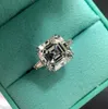 Anneaux de mariage Original 925 Bague carrée en argent Asscher Cut Simulé Diamant Engagement Cocktail Femmes Topaze Doigt Fine Bijoux avec boîte 23ess