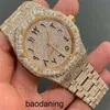 Montre de luxe personnalisée Ap Top glacé, certificat Vvs Moissanite, bijoux Hip Hop, buste vers le bas, montre faite à la main, Pass Diamond Tter cy