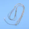 Chaînes Italie Collier multicouche à travers 925 Sterling Argent Gland 5 couches Chaîne de bambou Os sans pendentif assorti