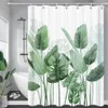 Занавески для душа 3D Печатный тропический зеленый растение цветочный ландшафт водонепроницаемый