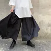 Męskie spodnie wiosna/lato luźne szerokie nogawki Culottes Big Bell-Bottom Black Fryzjer Yamamoto