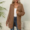 Jaquetas femininas moda casual casaco quente manga longa botão aberto frente inverno geometria impressa camisola de malha casaco