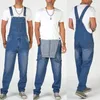 Jeans voor heren, streetwear, blauwe denim jumpsuit, Muti-pockets, Bib-overall, casual mannelijke jarretelbroek