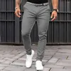 Pantaloni da uomo slim fit pantaloni da ufficio business per uomo con tasche oblique a vita media cerniera tinta unita abbigliamento da lavoro