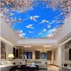 3d tapet anpassad po cherry blossom blå himmel vit moln tak väggmålning vardagsrum hem dekor 3d vägg väggmålningar tapeter för wa181b