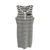 Women's Knits & Tees Designer MIu Women's Stripe Dress Slim Black and White Contrast Sleeveless Tank Top Sling Knitted Hip Wrap Long Dress ZIJO