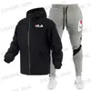 Herrspårar för män med mäns casual jacka enkla plyschbyxor set Trend Sports Fitness Set T231122