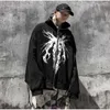 Autumn Sweatshirts Men's Streetwear Hoodies Gothic Punk Graphic Print Zipper Ribbon Hooded Hoodie Casual Fashion Black Cool Over CC6V