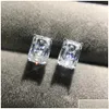 Stud Stud Radiant Cut 2CT Diamond Earring 100 Real 925 Sterling Sier Biżuteria Obietnica Zaangażowanie Kolczyki dla kobiet Bridal Drop dh Dhjx6