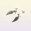 Nya autentiska 925 Sterling Silver Wings Pendant Earrings Set Original Box för CZ Diamond Feather Stud Earring för Women4481394