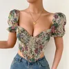 Débardeurs pour femmes Sexy dos nu manches bouffantes fronde rétro gilet femme Vintage haut femmes grande taille tricot vêtements Corset vêtements 90x esthétique