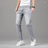 Men's Jeans Thin Brand Clothing Light Gray Straight Baggy Casual Stretch High Quality Male Denim Trousers