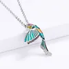 Pendentifs 2023 Creative Colibri Pendentif Collier Couleur Époxy Bijoux Oiseau Clavicule Chaîne Mode Femme Émail À La Main