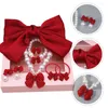 Collier boucles d'oreilles ensemble accessoires pour enfants bijoux fête faveur bandeau de cheveux nœud papillon Chic boucle d'oreille Bracelet enfant en bas âge élastiques