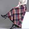 Jupes Automne Élégant Zipper Taille Élastique A-ligne Jupe Femmes Vêtements Bureau Lady Plaid Taille Haute Robe Longue Dames De Mode Plissée 230422