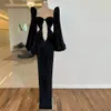 Дубай черная русалка знаменитость выпускное выпускное выпускное выпускное выпускное платье рукавов бисеры, любимая плиссированная женщина вечерние платья для вечеринок Арабия Дубай Робай де -Обет заказ на заказ