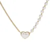 Pendant Necklaces SZN 316L Stainless Steel Large Heart Pearl Necklace For Women Fashion Girls Asymmetric Chain Party Jewelry Gifts