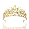 Hårklipp gränsöverskridande metall vintage Leaf Crown European och American Halloween Witch Headdress Band Fairy Tale Princess Headder