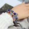 Популярный античный серебряный браслет Фатима, браслет с синим сглазом, бусины, браслеты, ювелирные изделия