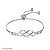 Bracciale infinito in cristallo CZ Hotsale europeo e americano Braccialetti a forma di otto con catena da tennis regolabile in argento