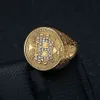 Ny Hip Hop Hiphop Ring Titanium Steel Vacuum Electropated Diamond Inlaid Bitcoin Men's Ring