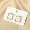 Designer Stud Earrings V Letter Earring Vintage Diamond For Women Girls Elegant Jewelry High Quality Accessories