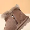 Stiefel GTCECD Winter Kinder Schnee Echtes Leder Mädchen Warme Plüsch Jungen Schuhe Mode Säugling und Kleinkind 231122