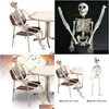 Decoração de festa FL Life Size Corpo Poseable Pendurado Artificial Esqueleto Humano Artesanato Horror Casa Assombrada Home Prop Halloween Drop Del Dhh5f