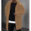 Erkek Ceketler Peluş Uzun Ceket Orta Uzunlukta Siyah Moda Sıradan Yüksek Sokak Gevşek Sıcak Yaku Kollu Cacket Winter 2023