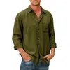 Men's Casual Shirts Solid Long Sleeve For Men 2023 Autumn Trend Normal Loose Pocket Single Breasted Shirt Fashion Oversized Male Tops