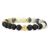 Braccialetti con perline turchesi africane per uomo Bracciale con lava vulcanica naturale Diffusore di oli essenziali Braccialetti con ciondoli a sfera color oro