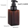 Distributeur de savon moussant carré 450ml 15oz, bouteille à pompe en plastique rechargeable ambre pour savon liquide, shampoing, lavage du corps, Frlav