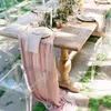 RU075C Wedding Party baby shower decoration cotton gold blush pink dark green beige blue cheesecloth gauze table runner 220513216o