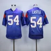 Football Movie 7 Alex Moran Maglie Blue Mountain State 54 Thad Castle Viola Bianco Team Color College Traspirante Cucito e ricamato Puro cotone University