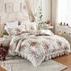 Set biancheria da letto Set copriletto plissettato stampato a fiori 100% cotone confortevole copripiumino federa principessa tessili per la casa 231121