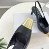 Schapenvacht Slingback Geklede schoenen met puntige neus Sandalen met ijzeren kop Leren buitenzool Pumps met naaldhak Luxe designer dames Feestbruiloft Avondschoenen met doos