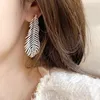 Dangle Earrings Charm Feather Moissanite Diamond Earring Real 925 Sterling Silver Jewelry Engagement Wedding Drop For Women