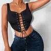 Camisolas Tanques Corsé de verano Crop Top Sin mangas Camis Cuello cuadrado Hebilla Vendaje Club Estilo callejero Dobladillo irregular Chaleco sin espalda Tanque 230421