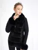 Women's Fur Fall Winter Women Faux Coat Luxury Knitted Sweater Cardigan With Trim Elegant Detachable Belt Jacket Coats