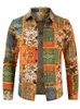 Casual shirts voor heren mannen boho chic etnische bloemenprint shirt linnen linnen lange mouw trendy