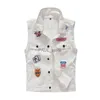 Men's Vests Men White Denim Vests Waistcoats Jackets New Fashion Male Slim Fit Denim Coats Vests Street Wear Holes Jeans Vests Size S-5XLL231122