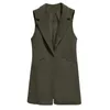 Women's Suits Women Vest Jacket Solid Color Elegant Sleeveless Suit Coat Mid-length Lapel With Thin Pockets Formal