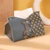 Fashion Leather tissue box type dispenser Paper Drawer Living Room Creative Tissue Cover Paper Bag Car Mounted Coffee Table Paper Drawer