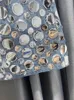 Skirts Deat Womens Denim Skirt High Waist Circular Sequin Patchwork Wrap Hip Blue Short Miniskirts Autumn Fashion 29l4143 231121