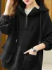 Women's Hoodies Black Woman Clothing Plain Top With Zipper Brown Full Zip Up Hooded Sweatshirt Dropshiping Basic Trend Aesthetic