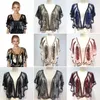 Scarves Fashion Party Mesh Vintage Shawl Beaded Sequin Dress Accessory Wedding Black Lace