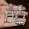 Dangle Earrings Perfect Quality Full Rhinestone Square For Women Fashion Jewelry Trendy Brand Collection Accessories
