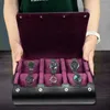 Caixas de relógio 6 slots caixa de couro vintage de luxo à prova d'água exibição de armazenamento removível à prova de poeira relógios de viagem sacos de botão